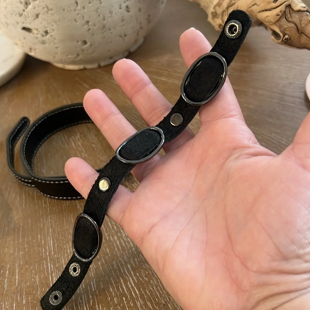 Unisex Set of Three Bracelets Leather/Faux Leather, Spikes and Studs